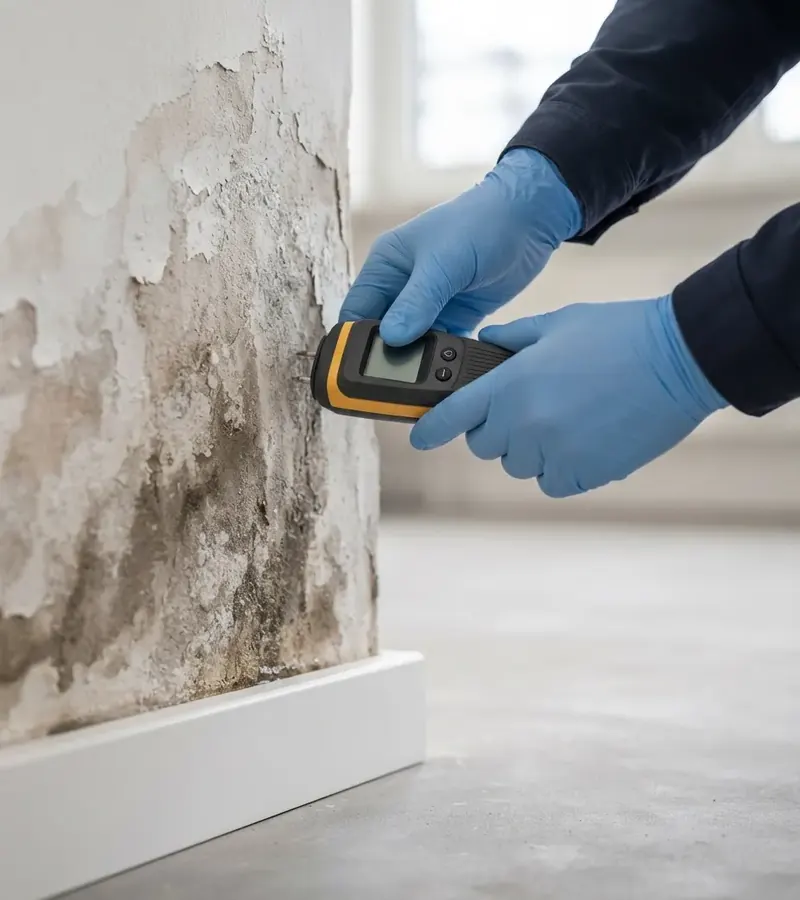 Muro con umidità di risalita e distacco dell'intonaco a Ravenna